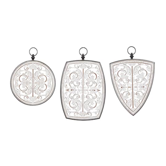 White Wood Farmhouse Geometric Wall Décor Set
